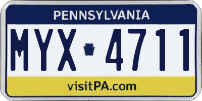 PA license plate MYX4711