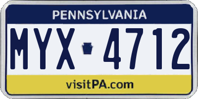 PA license plate MYX4712