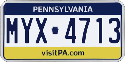 PA license plate MYX4713