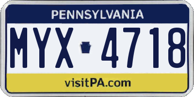 PA license plate MYX4718