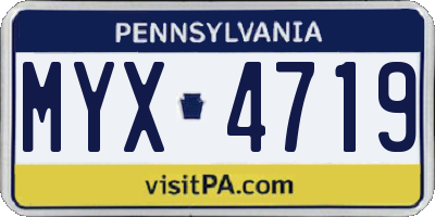 PA license plate MYX4719