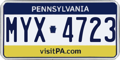 PA license plate MYX4723