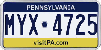 PA license plate MYX4725