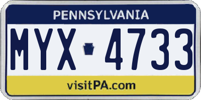 PA license plate MYX4733