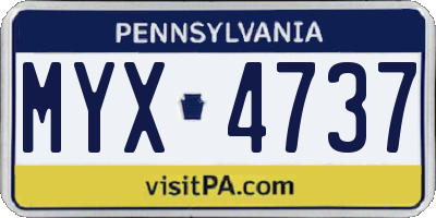 PA license plate MYX4737