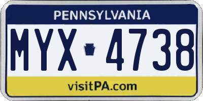 PA license plate MYX4738