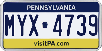 PA license plate MYX4739