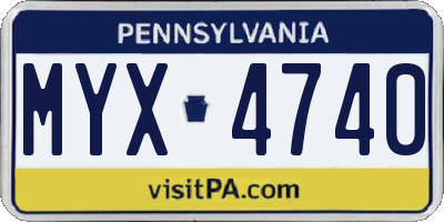 PA license plate MYX4740