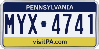 PA license plate MYX4741
