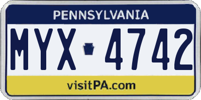 PA license plate MYX4742