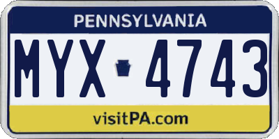 PA license plate MYX4743