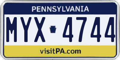 PA license plate MYX4744