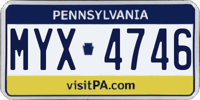 PA license plate MYX4746