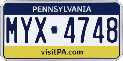 PA license plate MYX4748