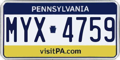 PA license plate MYX4759