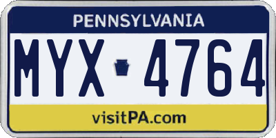 PA license plate MYX4764