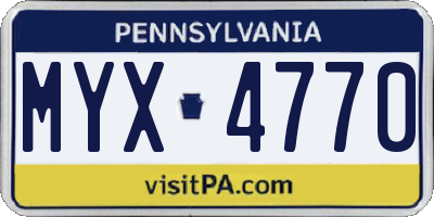 PA license plate MYX4770