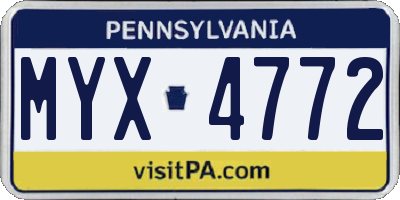 PA license plate MYX4772