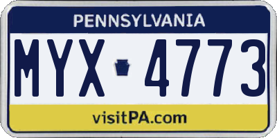 PA license plate MYX4773