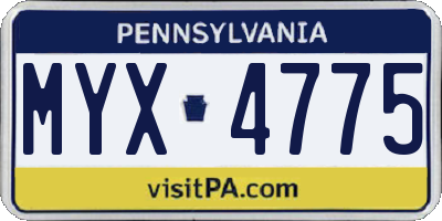 PA license plate MYX4775