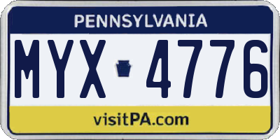 PA license plate MYX4776