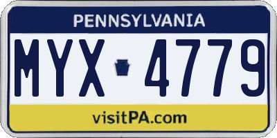 PA license plate MYX4779