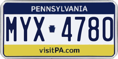 PA license plate MYX4780