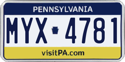 PA license plate MYX4781