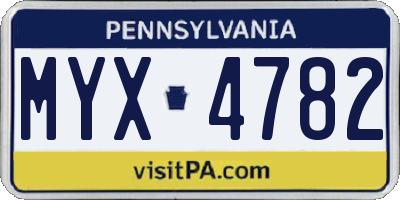 PA license plate MYX4782