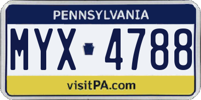 PA license plate MYX4788