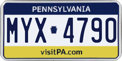 PA license plate MYX4790