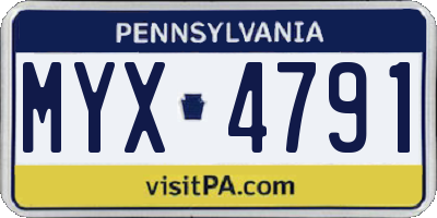 PA license plate MYX4791
