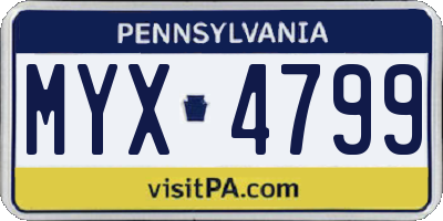 PA license plate MYX4799