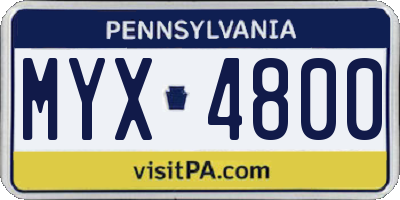 PA license plate MYX4800