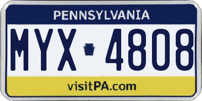PA license plate MYX4808