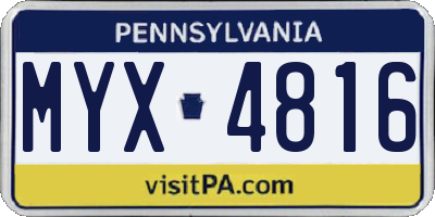 PA license plate MYX4816