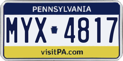 PA license plate MYX4817
