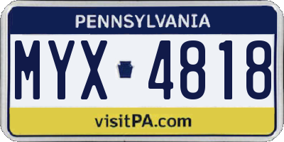 PA license plate MYX4818