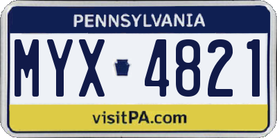 PA license plate MYX4821