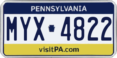 PA license plate MYX4822