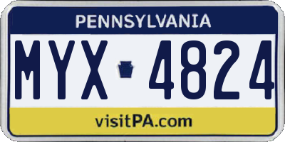 PA license plate MYX4824