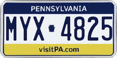 PA license plate MYX4825