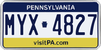PA license plate MYX4827