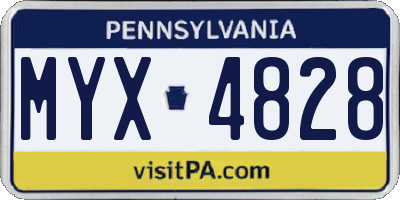 PA license plate MYX4828