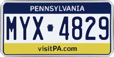 PA license plate MYX4829