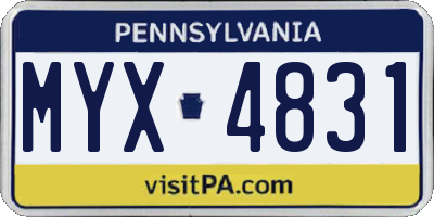 PA license plate MYX4831