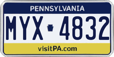 PA license plate MYX4832