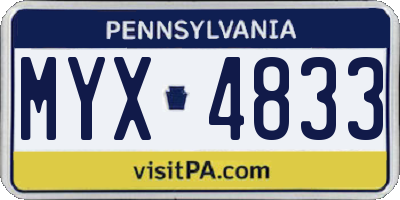 PA license plate MYX4833