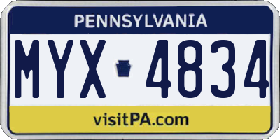 PA license plate MYX4834
