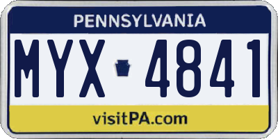 PA license plate MYX4841